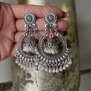 Elegant Silver and White Dangle Earrings